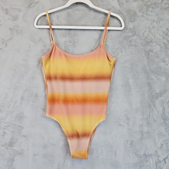 Cotton On Glitter Ombre Sunrise Scoop Neck One Piece Swimsuit Womens M Cheeky - Picture 3 of 7